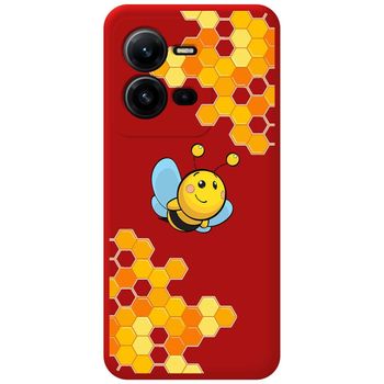 Funda Silicona Líquida Roja Para Vivo X80 Lite 5g Diseño Abeja Dibujos