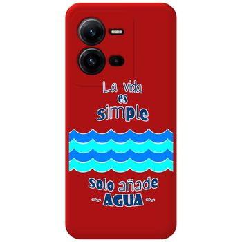 Funda Silicona Líquida Roja Para Vivo X80 Lite 5g Diseño Agua Dibujos