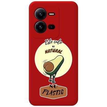 Funda Silicona Líquida Roja Para Vivo X80 Lite 5g Diseño Culo Natural Dibujos