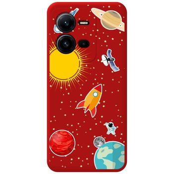 Funda Silicona Líquida Roja Para Vivo X80 Lite 5g Diseño Espacio Dibujos