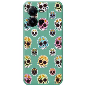 Funda Silicona Líquida Verde Para Vivo X80 Lite 5g Diseño Catrina Dibujos