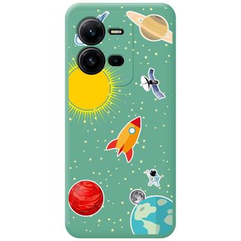 Funda Silicona Líquida Verde Para Vivo X80 Lite 5g Diseño Espacio Dibujos