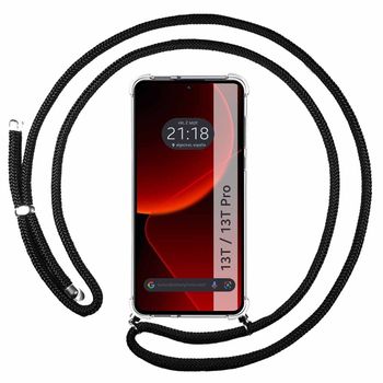 Funda Colgante Transparente Para Xiaomi 13t / 13t Pro 5g Con Cordon Negro