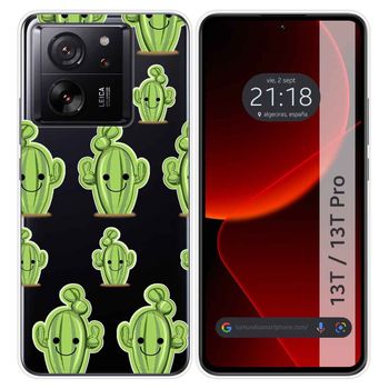 Funda Silicona Transparente Para Xiaomi 13t / 13t Pro 5g Diseño Cactus Dibujos