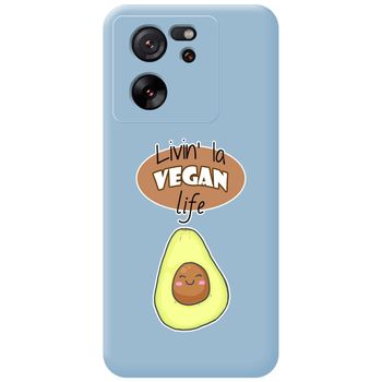 Funda Silicona Líquida Azul Para Xiaomi 13t / 13t Pro 5g Diseño Vegan Life Dibujos