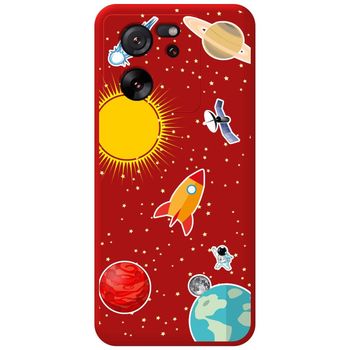 Funda Silicona Líquida Roja Para Xiaomi 13t / 13t Pro 5g Diseño Espacio Dibujos