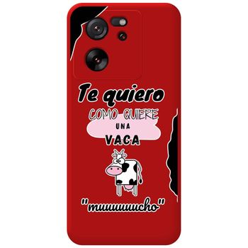 Funda Silicona Líquida Roja Para Xiaomi 13t / 13t Pro 5g Diseño Vaca Dibujos