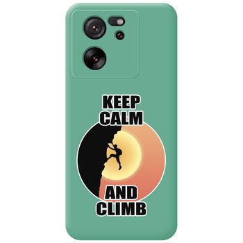 Funda Silicona Líquida Verde Para Xiaomi 13t / 13t Pro 5g Diseño Hombre Escalada Dibujos