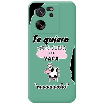 Funda Silicona Líquida Verde Para Xiaomi 13t / 13t Pro 5g Diseño Vaca Dibujos