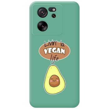 Funda Silicona Líquida Verde Para Xiaomi 13t / 13t Pro 5g Diseño Vegan Life Dibujos