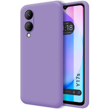 Funda Silicona Líquida Ultra Suave Para Vivo Y17s Color Morada