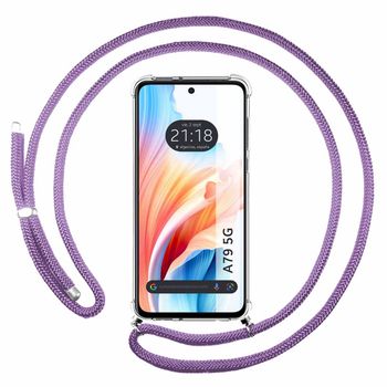 Funda Colgante Transparente Para Oppo A79 5g Con Cordon Morado