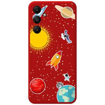 Funda Silicona Líquida Roja Para Samsung Galaxy A05s Diseño Espacio Dibujos