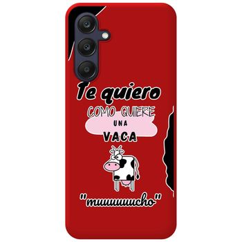 Funda Silicona Líquida Roja Para Samsung Galaxy A25 5g Diseño Vaca Dibujos