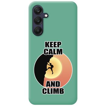 Funda Silicona Líquida Verde Para Samsung Galaxy A25 5g Diseño Hombre Escalada Dibujos