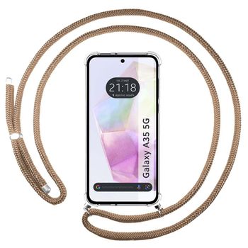 Funda Colgante Transparente Para Samsung Galaxy A35 5g Con Cordon Camel