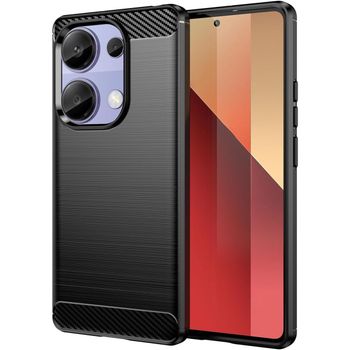 Funda Gel Tpu Tipo Carbon Negra Para Xiaomi Redmi Note 13 Pro 4g