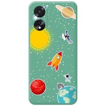 Funda Silicona Líquida Verde Para Oppo A18 Diseño Espacio Dibujos