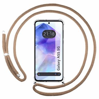 Funda Colgante Transparente Para Samsung Galaxy A55 5g Con Cordon Camel