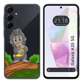 Funda Silicona Transparente Para Samsung Galaxy A35 5g Diseño Mono Dibujos