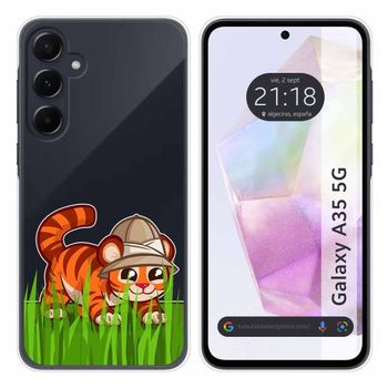 Funda Silicona Transparente Para Samsung Galaxy A35 5g Diseño Tigre Dibujos