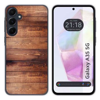 Funda Silicona Para Samsung Galaxy A35 5g Diseño Madera 02 Dibujos