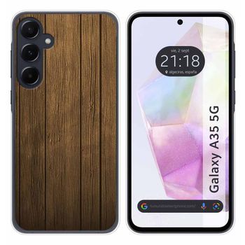 Funda Silicona Para Samsung Galaxy A35 5g Diseño Madera Dibujos