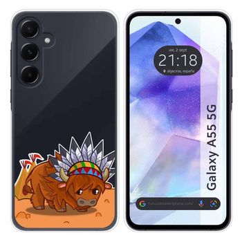 Funda Silicona Transparente Para Samsung Galaxy A55 5g Diseño Bufalo Dibujos