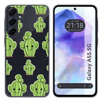 Funda Silicona Transparente Para Samsung Galaxy A55 5g Diseño Cactus Dibujos