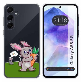 Funda Silicona Transparente Para Samsung Galaxy A55 5g Diseño Conejo Dibujos