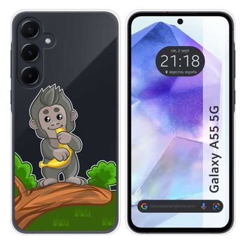 Funda Silicona Transparente Para Samsung Galaxy A55 5g Diseño Mono Dibujos