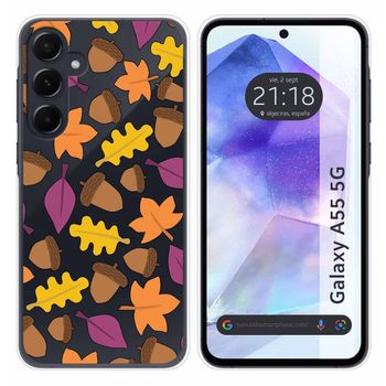 Funda Silicona Transparente Para Samsung Galaxy A55 5g Diseño Otoño Dibujos