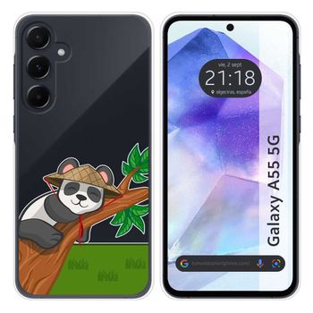 Funda Silicona Transparente Para Samsung Galaxy A55 5g Diseño Panda Dibujos