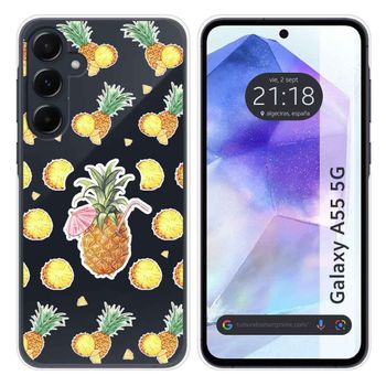 Funda Silicona Transparente Para Samsung Galaxy A55 5g Diseño Piña Dibujos