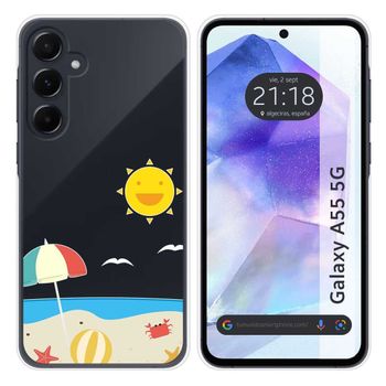 Funda Silicona Transparente Para Samsung Galaxy A55 5g Diseño Playa Dibujos