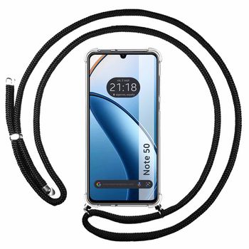 Funda Colgante Transparente Para Realme Note 50 Con Cordon Negro