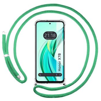 Funda Colgante Transparente Para Honor X7b Con Cordon Verde Agua