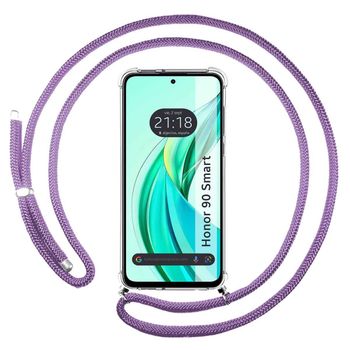 Funda Colgante Transparente Para Honor 90 Smart 5g Con Cordon Morado