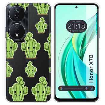 Funda Silicona Transparente Para Honor X7b Diseño Cactus Dibujos