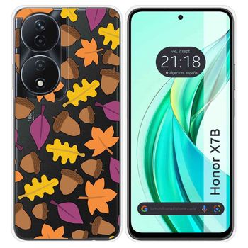 Funda Silicona Transparente Para Honor X7b Diseño Otoño Dibujos