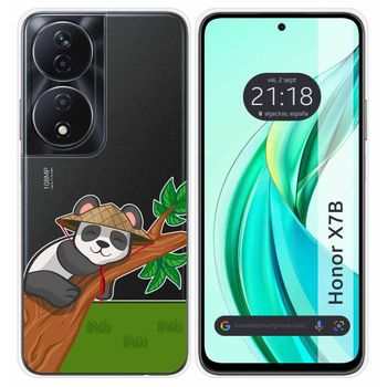 Funda Silicona Transparente Para Honor X7b Diseño Panda Dibujos
