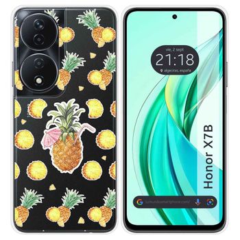 Funda Silicona Transparente Para Honor X7b Diseño Piña Dibujos