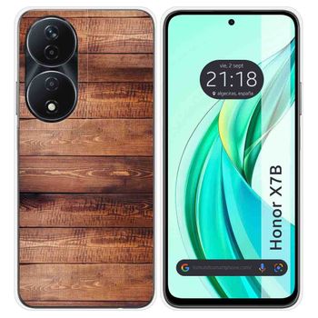 Funda Silicona Para Honor X7b Diseño Madera 02 Dibujos