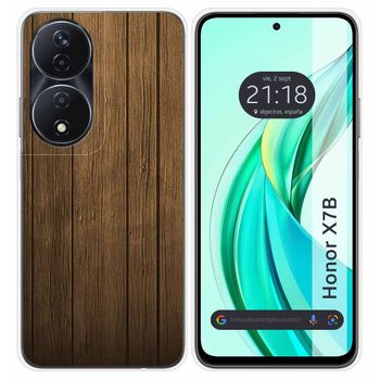 Funda Silicona Para Honor X7b Diseño Madera Dibujos