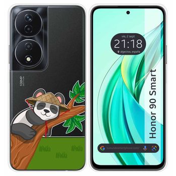 Funda Silicona Transparente Para Honor 90 Smart 5g Diseño Panda Dibujos