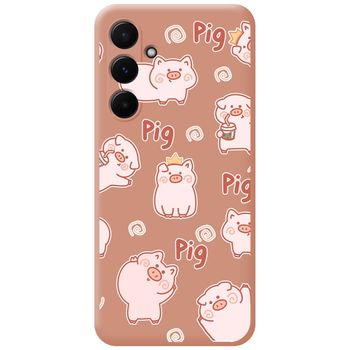 Funda Silicona Líquida Rosa Para Samsung Galaxy A35 5g Diseño Cerdos Dibujos