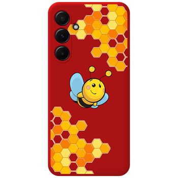 Funda Silicona Líquida Roja Para Samsung Galaxy A55 5g Diseño Abeja Dibujos