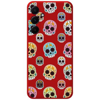 Funda Silicona Líquida Roja Para Samsung Galaxy A55 5g Diseño Catrina Dibujos