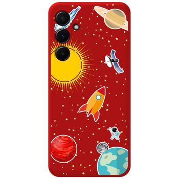 Funda Silicona Líquida Roja Para Samsung Galaxy A55 5g Diseño Espacio Dibujos