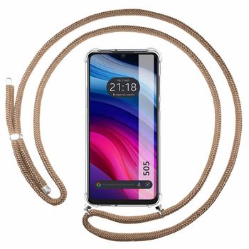 Funda Colgante Transparente Para Tcl 505 Con Cordon Camel